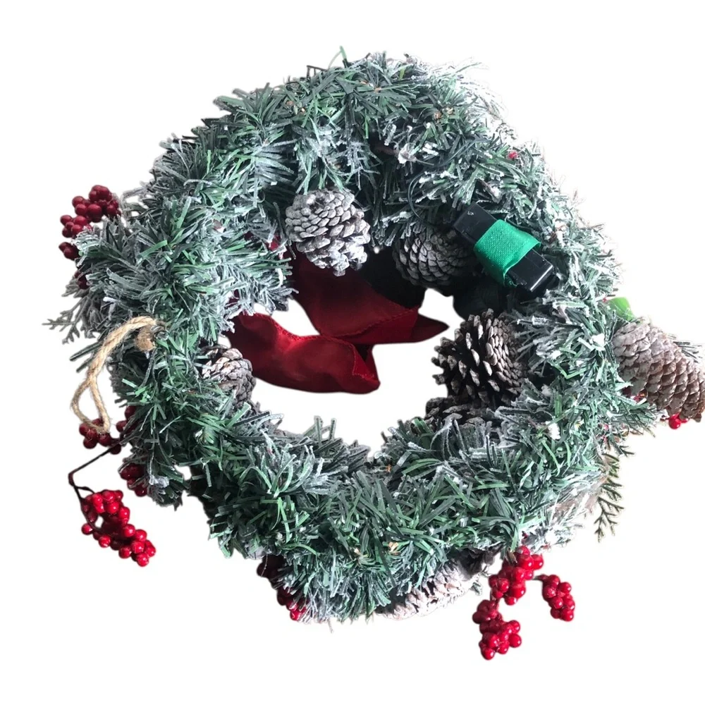12 inch light up decorated Christmas wreath